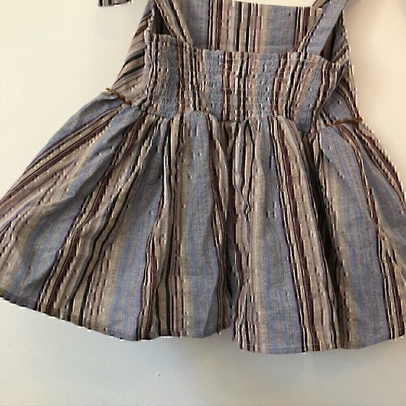 ALTAR'D STATE Ellery Top Blue Peach Multi Striped Tie Strap Peplum Tank Blouse S - Picture 10 of 12